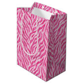Levendige Roze Zebraprint Medium Cadeauzakje (Achterkant Gekanteld)