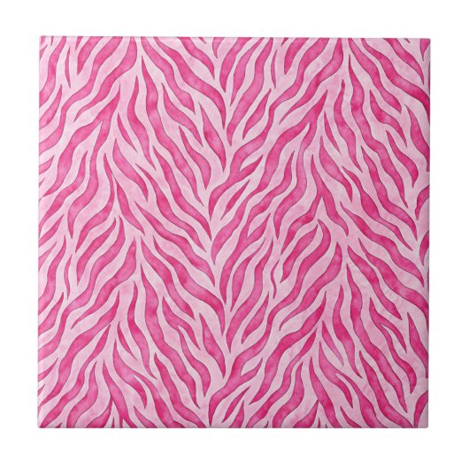 Levendige Roze Zebraprint Tegeltje (Voorkant)