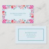 Levendige  Rozen Bloemenpatroon op Mint Visitekaartje (Voorkant / Achterkant)