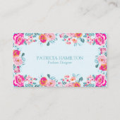 Levendige  Rozen Bloemenpatroon op Mint Visitekaartje (Voorkant)