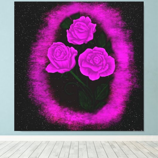 Levendige Rozen Canvas Afdruk (Insitu (Houten vloer))