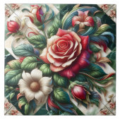 Levendige Rozen en lelies arrangement Tegeltje (Voorkant)