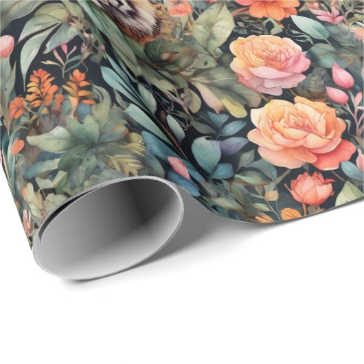 Levendige rozen en tijgers oerwoud cadeaupapier (Rol Hoek)