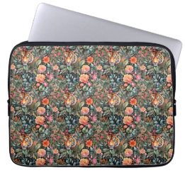 Levendige rozen en tijgers oerwoud laptop sleeve