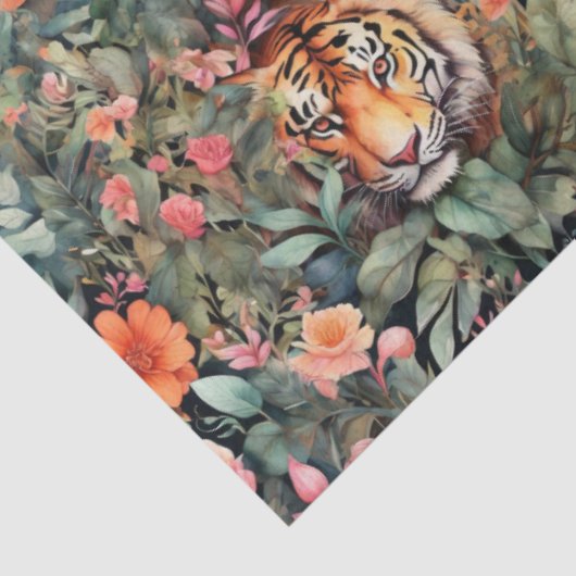 Levendige rozen en tijgers oerwoud tissuepapier (Detail)