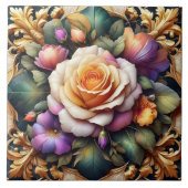 Levendige Rozen met elegant bloemontwerp Tegeltje (Voorkant)