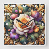 Levendige Rozen met elegant bloemontwerp Vierkante Klok (Voorkant)
