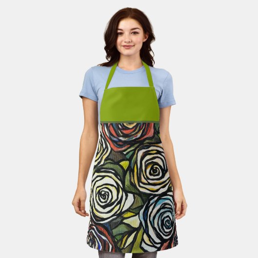 Levendige Rozen Schort (Gedragen)