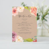 Levendige Rustieke bloemenbruiloft details Kaart (Staand voorkant)