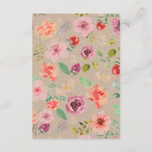 Levendige Rustieke bloemenbruiloft details Kaart (Achterkant)