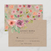 Levendige Rustieke Zomer Bloemen RSVP Respons Kaar (Voorkant / Achterkant)