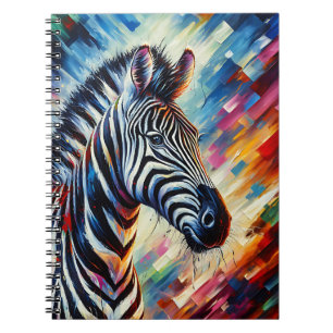 Levendige Safari Geest – Kleurrijke Zebra Abstract Notitieboek