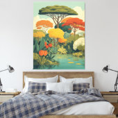 Levendige Safari Oerwoud Scene Canvas Afdruk (Insitu (Slaapkamer))