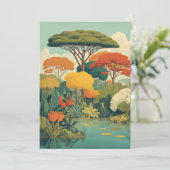 Levendige Safari Oerwoud Scene Kaart (Staand voorkant)