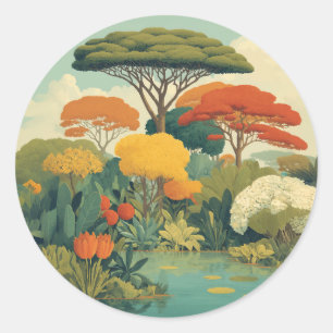 Levendige Safari Oerwoud Scene Ronde Sticker