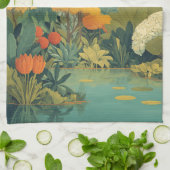 Levendige Safari Oerwoud Scene Theedoek (Gevouwen)