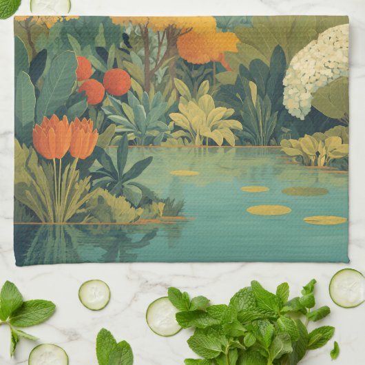 Levendige Safari Oerwoud Scene Theedoek (Gevouwen)