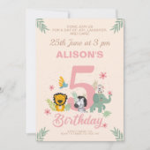 Levendige Safari Pastel vijfde verjaardag Kaart (Voorkant)