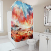 Levendige Safari zonsondergang Douchegordijn (In situ)