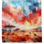 Levendige Safari zonsondergang Douchegordijn (Voorkant)