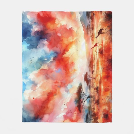 Levendige Safari zonsondergang Fleece Deken (Voorkant)