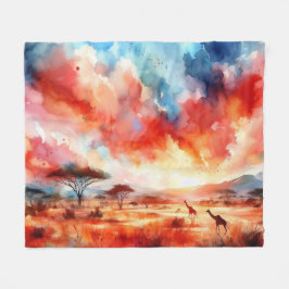 Levendige Safari zonsondergang Fleece Deken