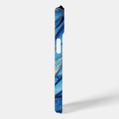 Levendige saffier blauwe gouden veren monogram Case-Mate iPhone case (Achterkant / Rechts)