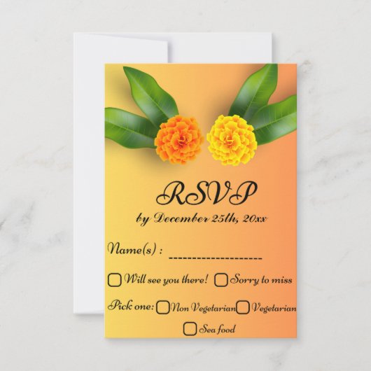 Levendige Saffraan Gele RSVP kaart (Voorkant)