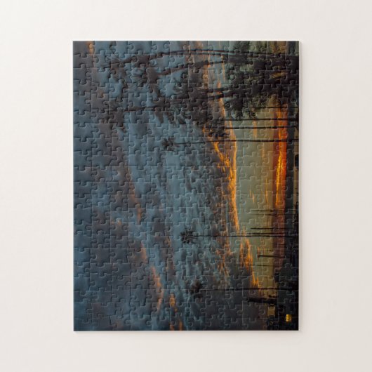 Levendige San Diego zonsondergang met palmbomen Legpuzzel (Verticaal)