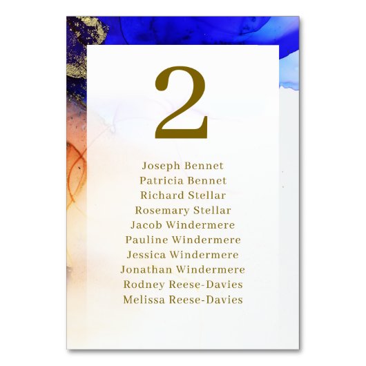 Levendige Sapphire Blue & Gold bruiloft receptie Kaart (Achterkant)