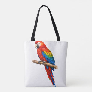 Levendige scharlakenrode ara papegaai watercolor t tote bag