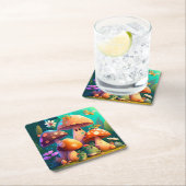 Levendige, schattige baby paddenstoelen kartonnen onderzetters (Insitu)