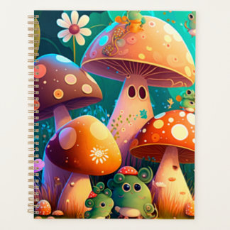 Levendige, schattige baby paddenstoelen planner