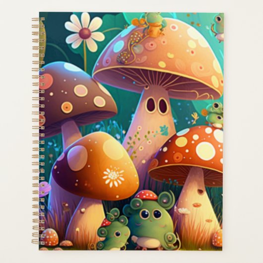 Levendige, schattige baby paddenstoelen planner (Voorkant)