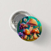 Levendige, schattige baby paddenstoelen ronde button 3,2 cm (Voorkant /achterkant)