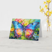 Levendige Schattige vlinderkunst Happy Birthday Kaart (Gele Bloem)