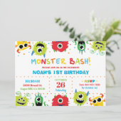 Levendige Schattigee Kleine Monsters Jongen 1e Ver Kaart (Staand voorkant)