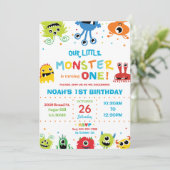 Levendige Schattigee Kleine Monsters Jongen 1e Ver Kaart (Staand voorkant)