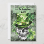Levendige Schedel met Groene Hoed Illustratie Kaart (Voorkant)