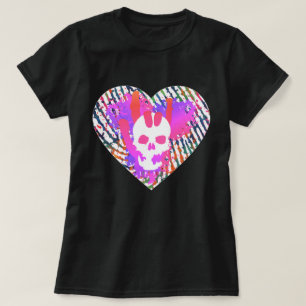 Levendige Schedelhart Rots Liefde Je Grafisch Zwar T-shirt