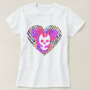 Levendige Schedelhart Rotsliefdesteken Grafisch On T-shirt