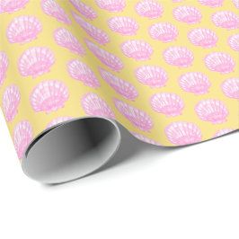 Levendige schelp (geel en roze) inpakpapier