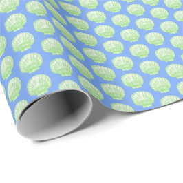 Levendige schelp (groen en blauw) inpakpapier