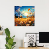 Levendige Schilderachtig Prairie Illustratie Poster (Thuiskantoor)