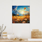 Levendige Schilderachtig Prairie Illustratie Poster (Keuken)