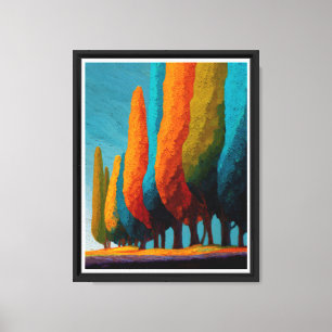 Levendige Schildwachtbomen – Modern Abstract Lands Canvas Afdruk
