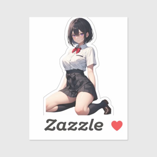 Levendige Schoolmeisje Anime Art Scene Sticker (Vel)
