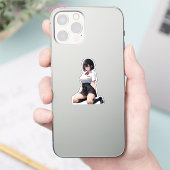 Levendige Schoolmeisje Anime Art Scene Sticker (Telefoon)