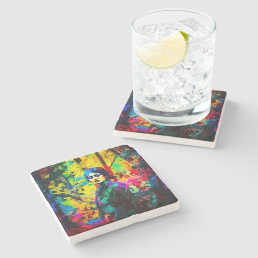 Levendige schoonheid stenen onderzetter (Zijkant)