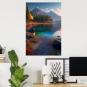 Levendige schoonheid van het Azure Lake Poster (Thuiskantoor)